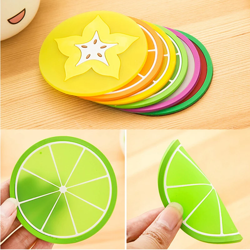 Posavasos de silicona con forma de fruta, Mantel Individual para mesa de comedor, tapete para taza de cocina, almohadilla para bebidas calientes y