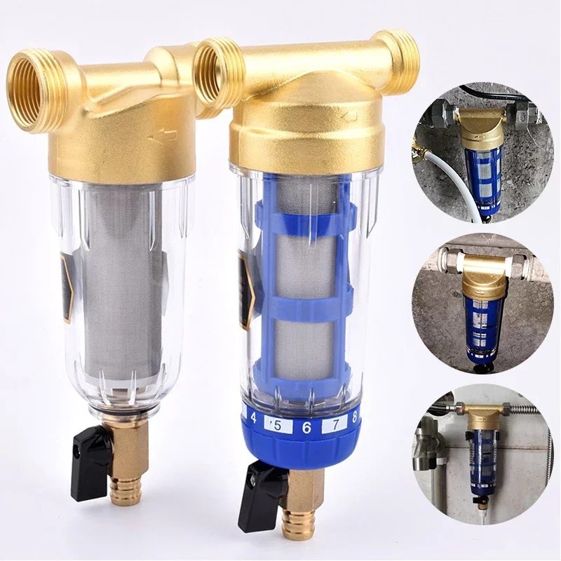 Pre-Filter Backwash Stainless Steel Mesh Purifier, Central Prefilter Water Filter Sediment Filtration Whole House Water Filter