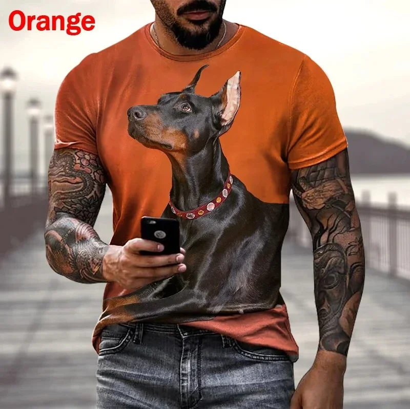 New Fashion Summer Hot Sale 3D Doberman Men'swomen's T Shirt 3D Printing Short-sleeved Round Neck Animel Dog Tops Tshirt Tees