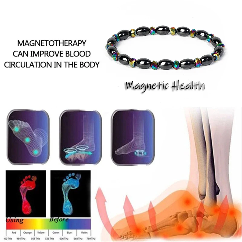 Fashion Lose Weight Bracelets for Girl Women Men Facted Crystal Magnetic Hematite Charm Anklet Natural Black Health Care Jewelry