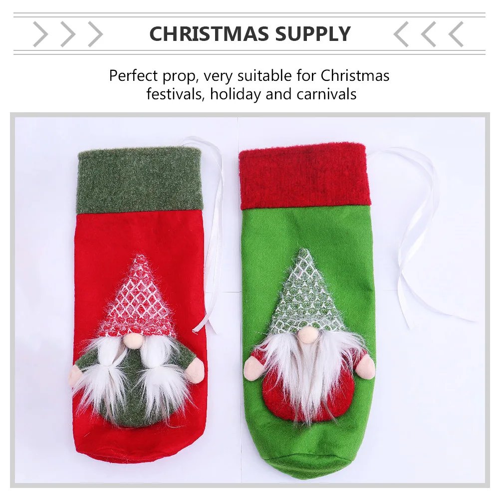 

1pc Christmas Sleeve Decorative Wine Bottle Cover Assorted Color Creative Adorable Party Supply Ornament Decoration For Wine