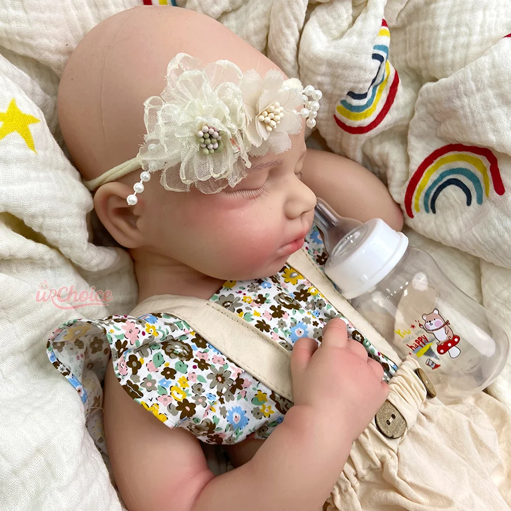 20 "Occhi chiusi Dormire Bambola appena nata Silicone Reborn Baby Doll Ragazza e ragazzo Giocattolo per bambini ponderato Simpatico regalo di Natale da collezione
