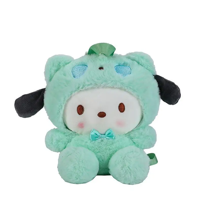 Zaino Sanrio Panda Bear Series Cinnamoroll Pochacco My Melody Pompompurin Kuromi Simpatico cartone animato Borsa morbida in peluche Regalo di compleanno