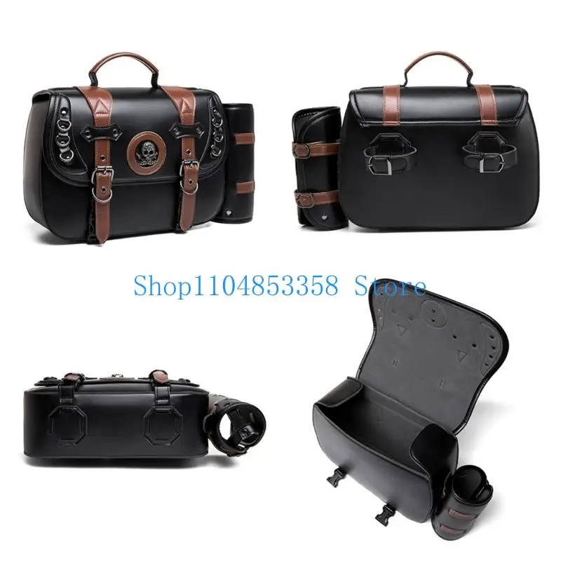 

652F Universal Motorcycle Saddlebags Large Capacity PU Leather Waterproof Side Bag Vintage Motorcycle Bags Simple Installs