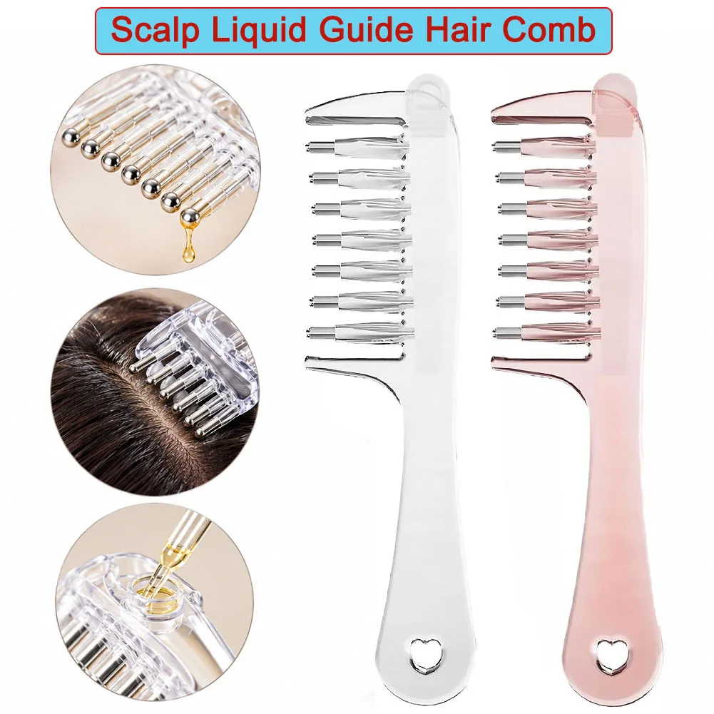 Transparent Hair Root Comb Liquid Guide Applicator Scalp Massage Comb Hair Oil Serum Brush Anti-Leak Hair Care Tool