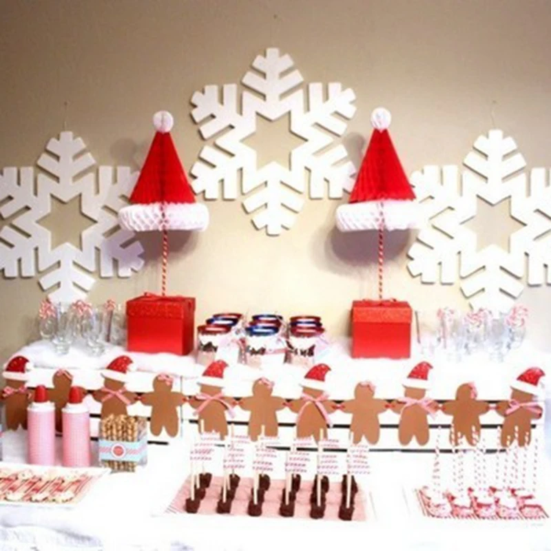 

RMWIN-10 шт. рождественские украшения сотовые шляпы Санта-Клауса подвесные рождественские украшения для рождественской вечеринки праздничное украшение