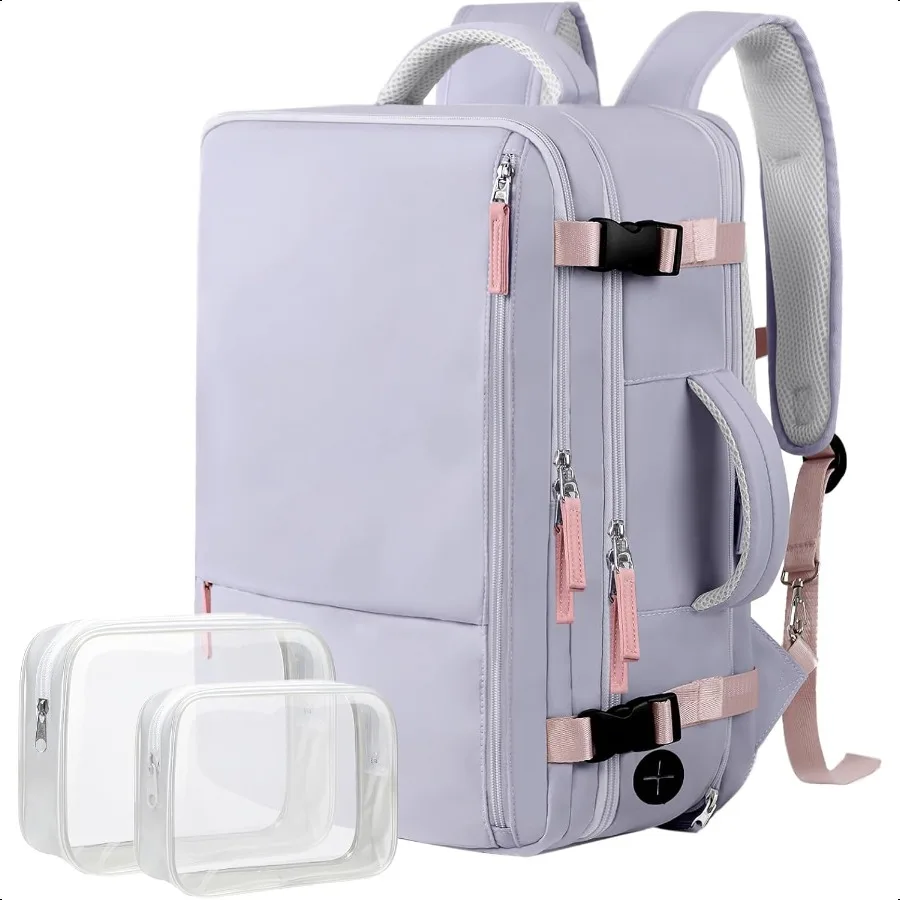 

Extra Large Travel Backpack for Women 40L Laptop Backpack Gray Purple