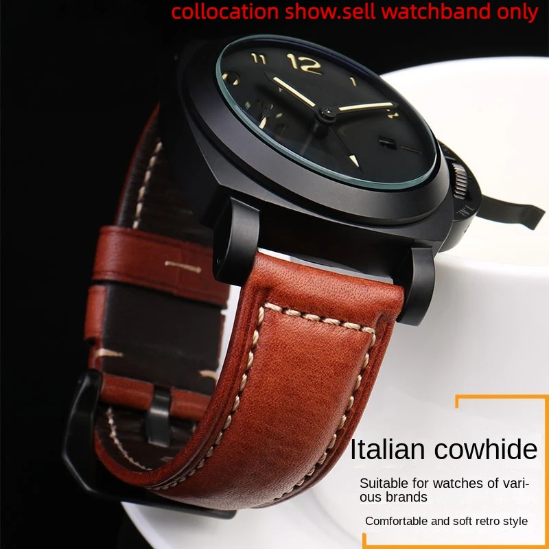 High quality Watch band Bracelet 20mm 22mm 24mm 26mm Italian soft cowhide strap For Panerai PAM111 441 Fossil Luminox Watchband