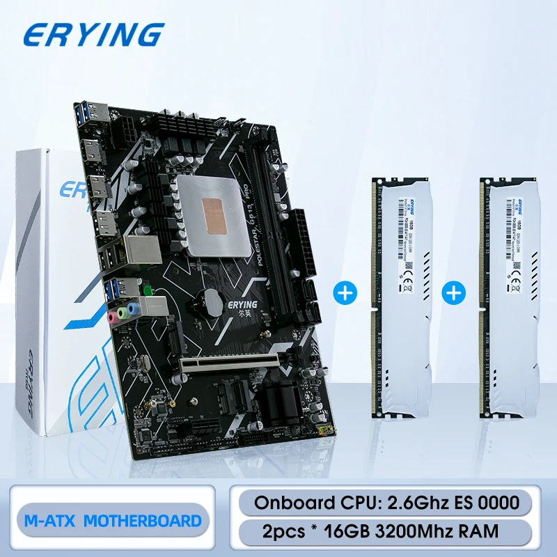 ERYING Gaming PC เมนบอร์ด CPU RAM Combo Interposer 0000 ES 2.6GHz (ดูชุด i9 11980HK i9 11900H) + 2pcs RAM DDR4 16GB 3200M