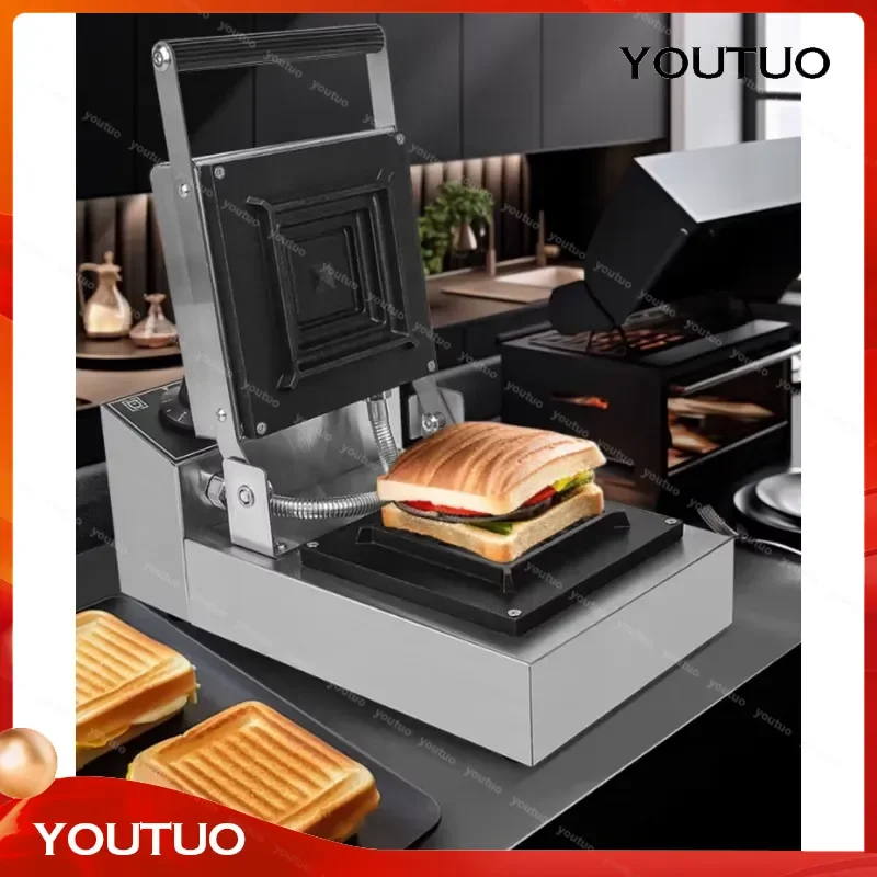   Hot Press Sandwich Machine Commercial Breakfast Toaster Oozing Edge Sealing Sandwich Maker