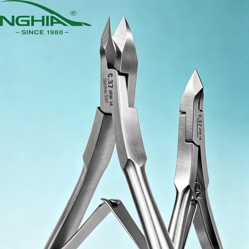Фото Кусачки для кутикулы NGHIA C-37, 14 мм, профессиональные, из нержавеющей стали, для удаления омертвевшей кожи, маникюрный инструмент для салонов красоты и ухода за ногтями