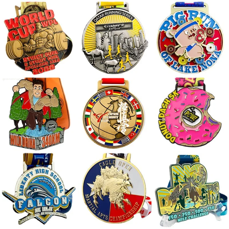 Customized Zinc Alloy Paint Medal, Marathon, Running, Hiking, Competition