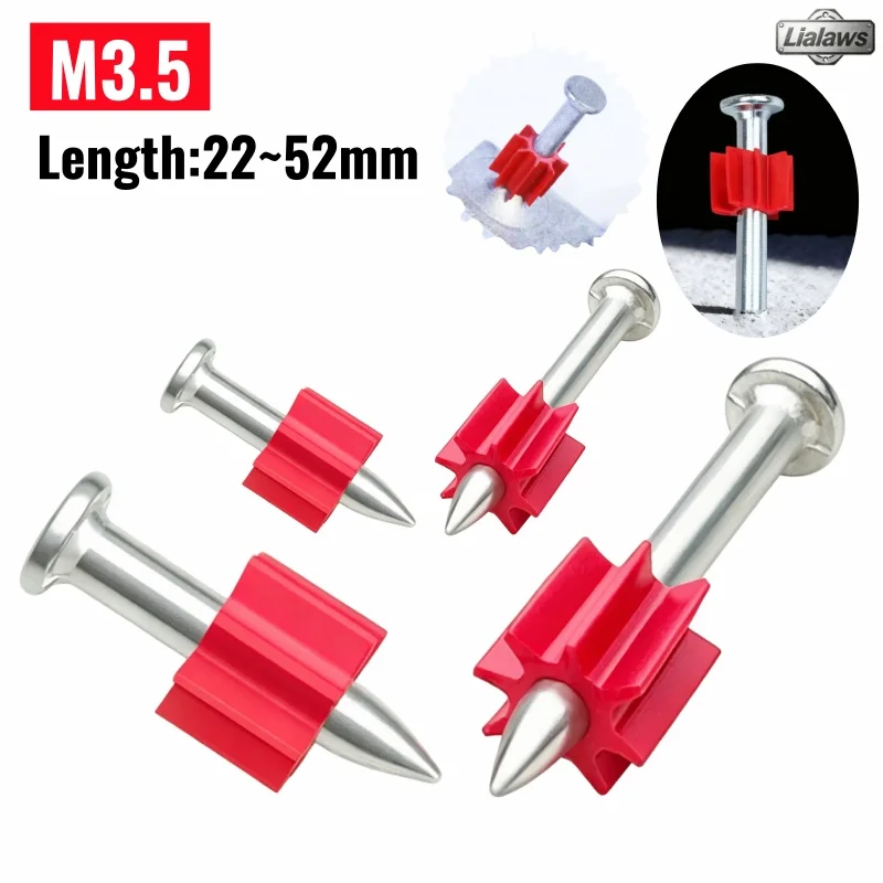 3.5mm High Strength Steel Nails Flat Head Hardened Cement Nails High Carbon Steel Handheld Nail Gun Nails Length 22~52mm