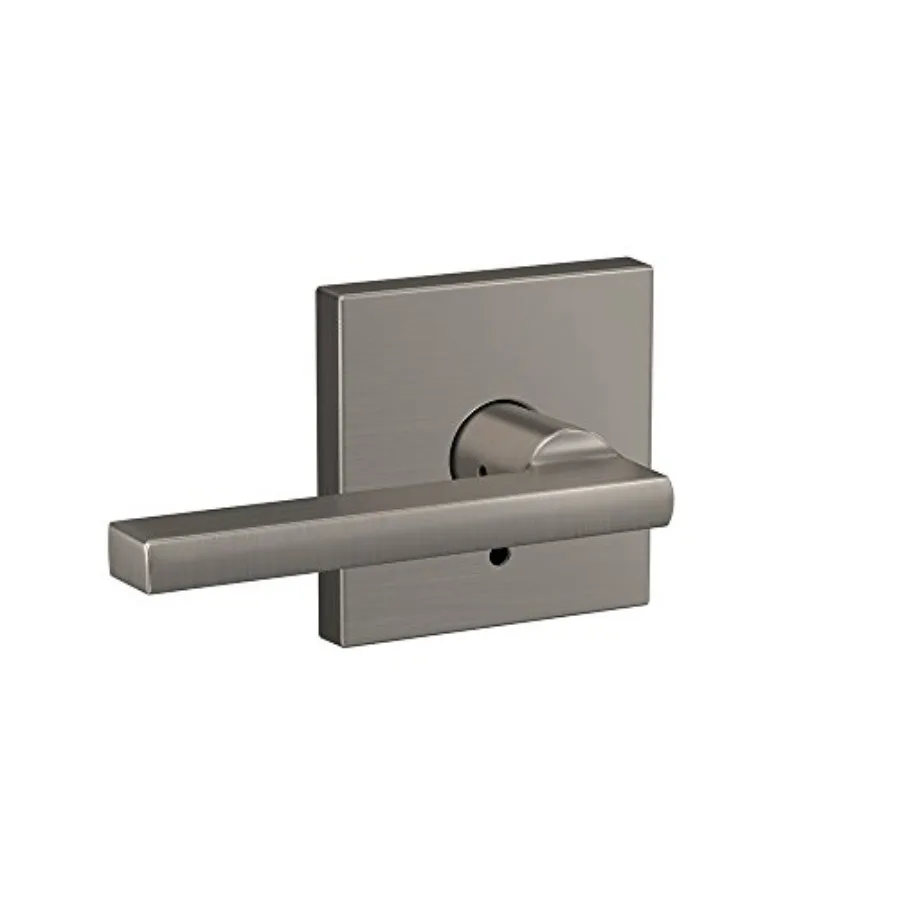 

Custom FC21 LAT 619 COL Latitude Lever with Collins Trim for HallCloset and BedBath Lock in Satin Nickel Finish Designed for Se