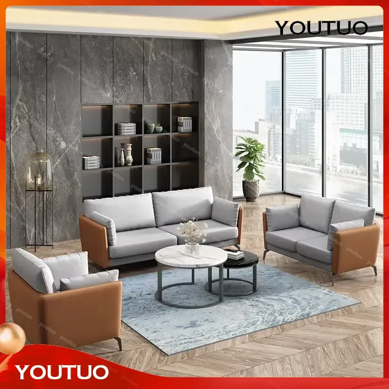 for Luxury Office Sofa Tea Table Simple Modern Negotiation Reception Business Sofa Three Person Reception Area