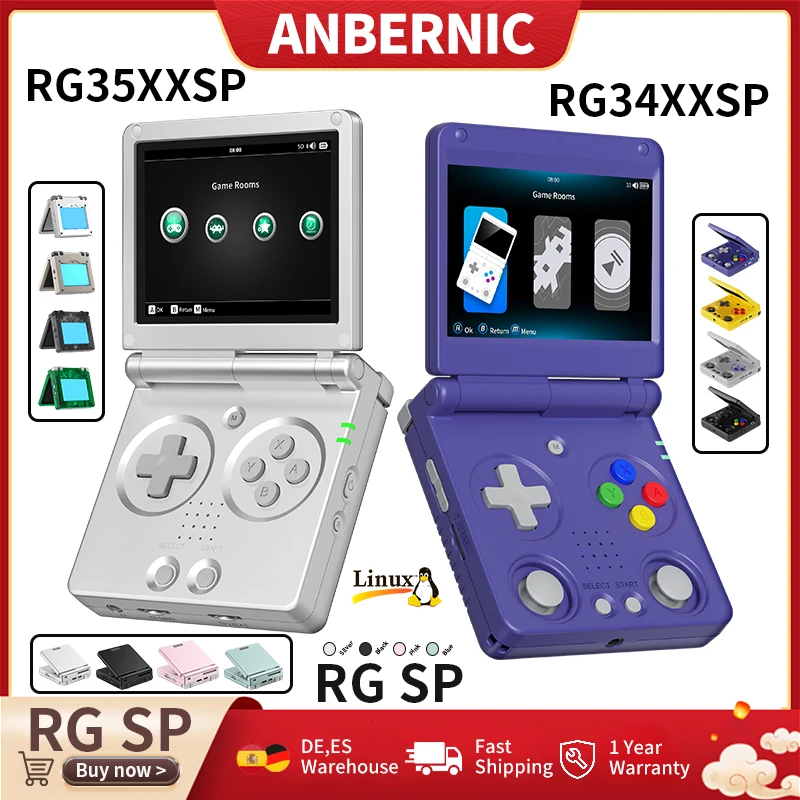 Anbernic RG SP / RG34XXSP / RG35XXSP Console di Gioco Portatile Retro con Schermo Ribaltabile 3300mAh Linux Interruttore Magnetico Hall Console di Gioco Portatile Supporta WiFi 5G Bluetooth 20+
