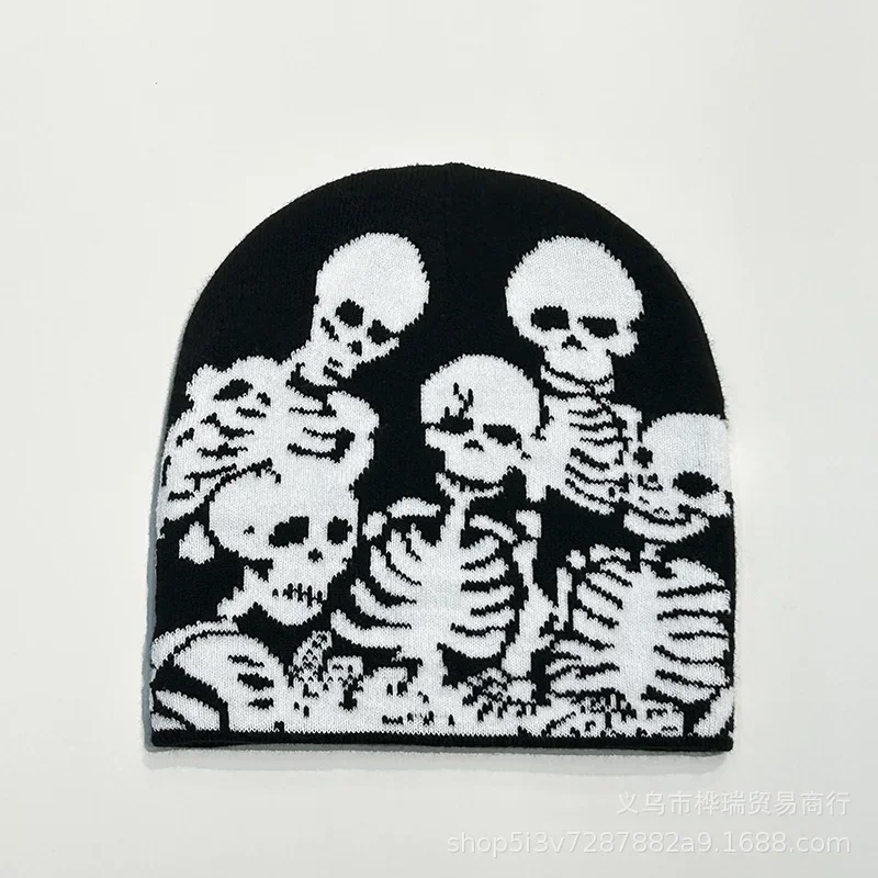 Topi Rajut Huruf Gotik Hangat Luar Ruangan Topi Pullover Uniseks Modis