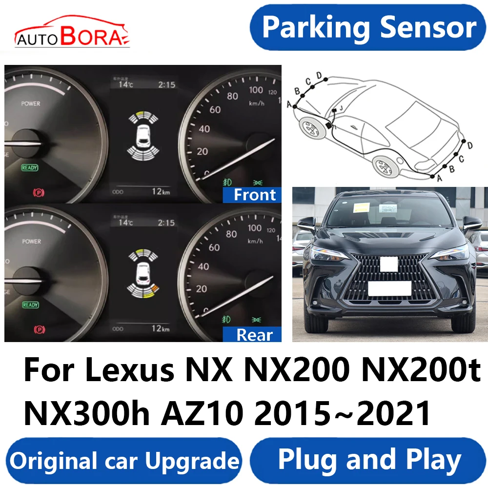 AutoBora Parking Sensor Buzzer System Reverse Backup Accessories Plug and Play For Lexus NX NX200 NX200t NX300h AZ10 2015~2021