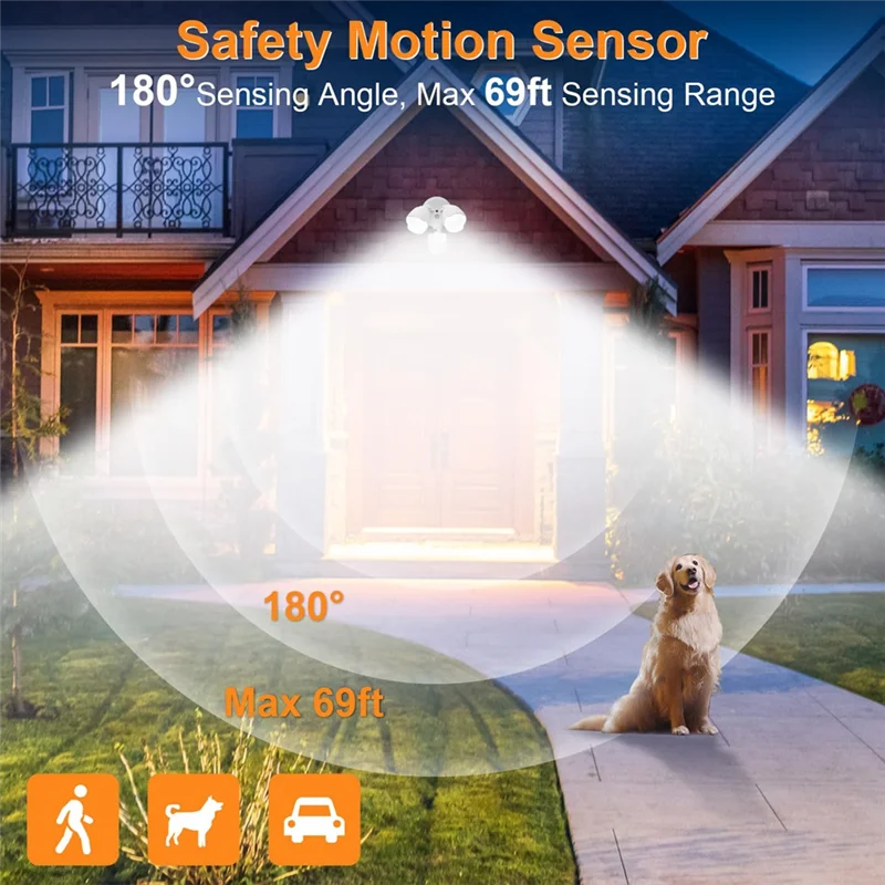 

【Shopper’S-Favorite!】1500 Lumen LED Security Lights Outdoor Flood Wall Light Motion Sensor, Dual-Head
