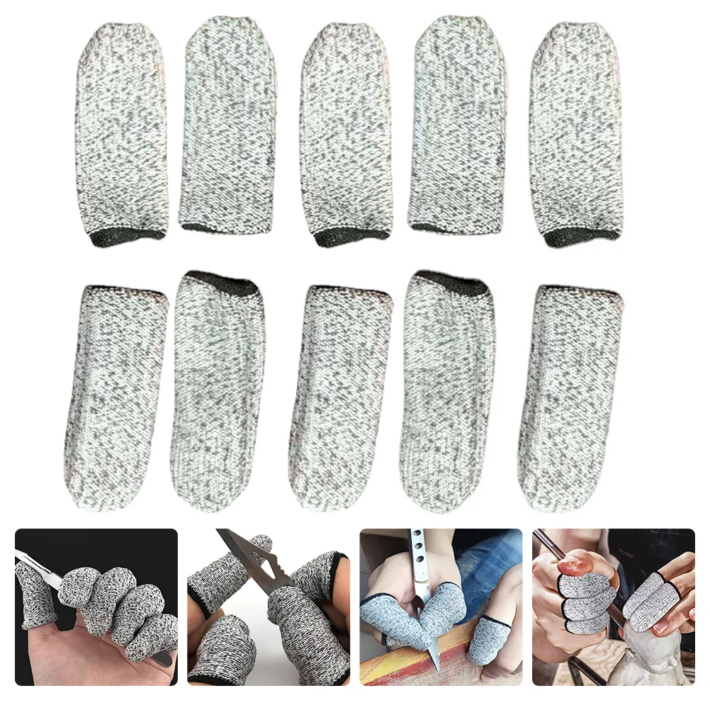 

10 Pcs Labor Insurance Finger Cots Sleeves for Chopping Protection Safety Mask Protective Hppe Cut Resistant Protectors Small