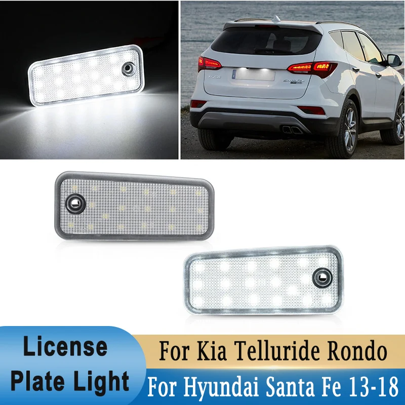 2Pcs White LED License Plate Light For Hyundai Santa Fe 2013-2018 for Hyundai Azera 2006-2011 Kia Telluride Rondo Rear Tag Lamp