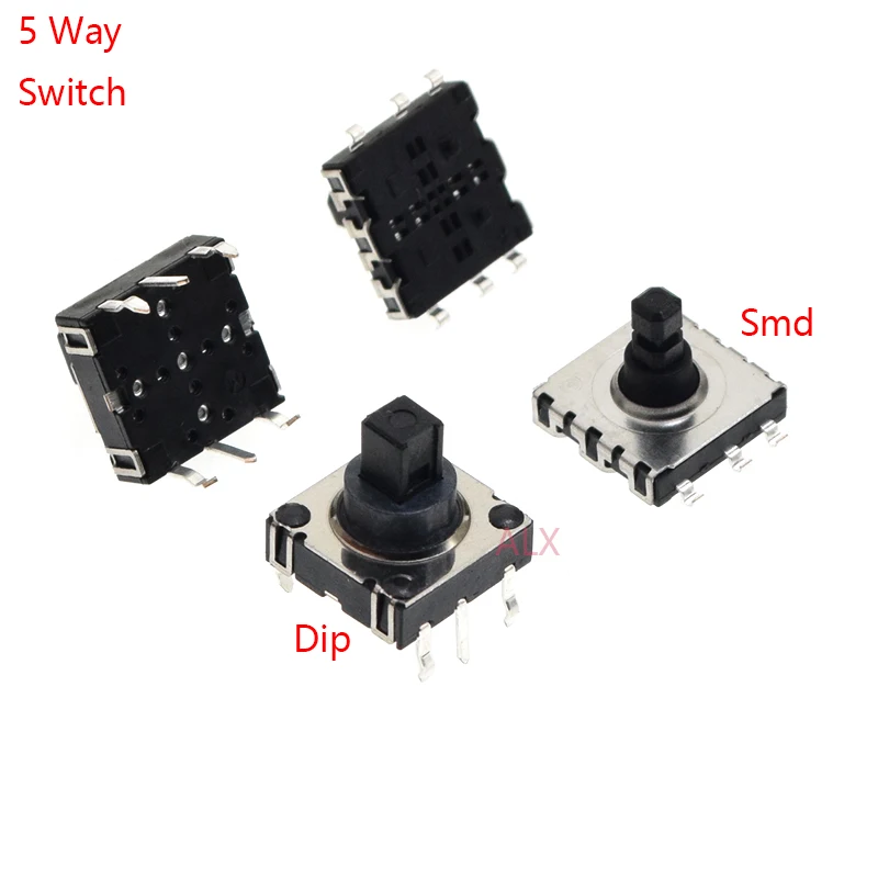 5PCS DIP/SMD 5 Five way Switch Multi-direction Switch Touch Reset Key 10*10*10 MM Pin Multi direction 10*10*9MM