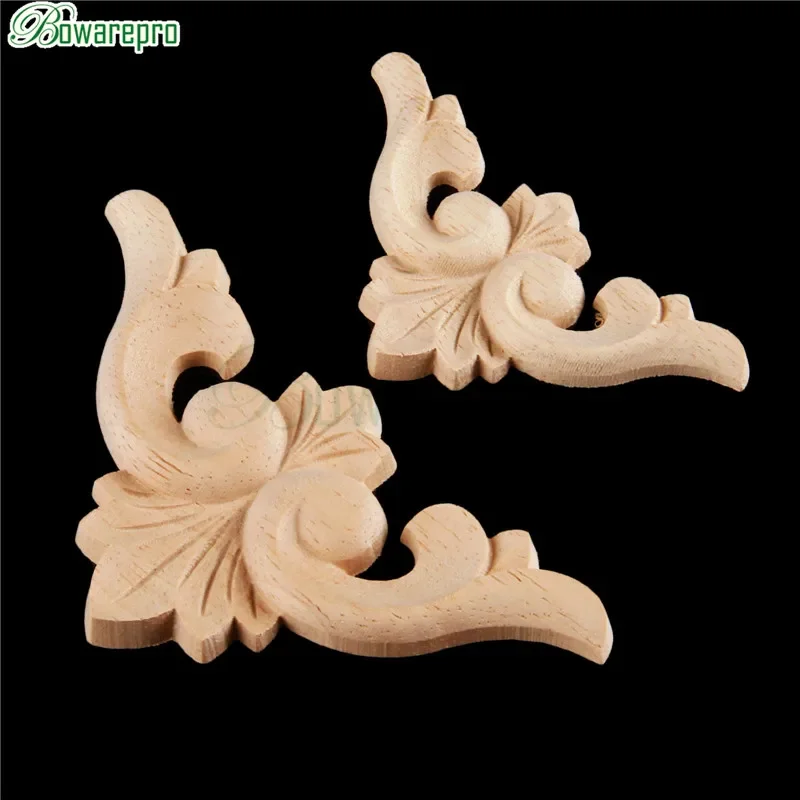 bowarepro Vintage Wood Carving Decal Wooden Decorative Crafts Applique Rubber Wood Carving Decal Furniture Decorative 8cm 1pcs