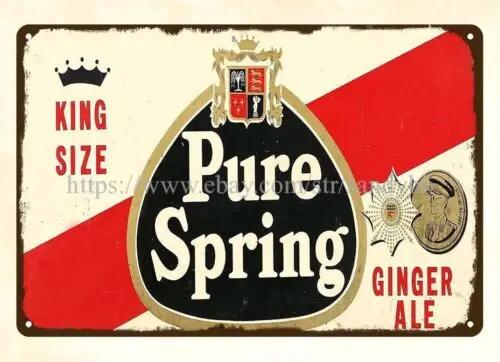 metal circle decor Pure Spring Ginger Ale bar pub liquor store metal tin sign