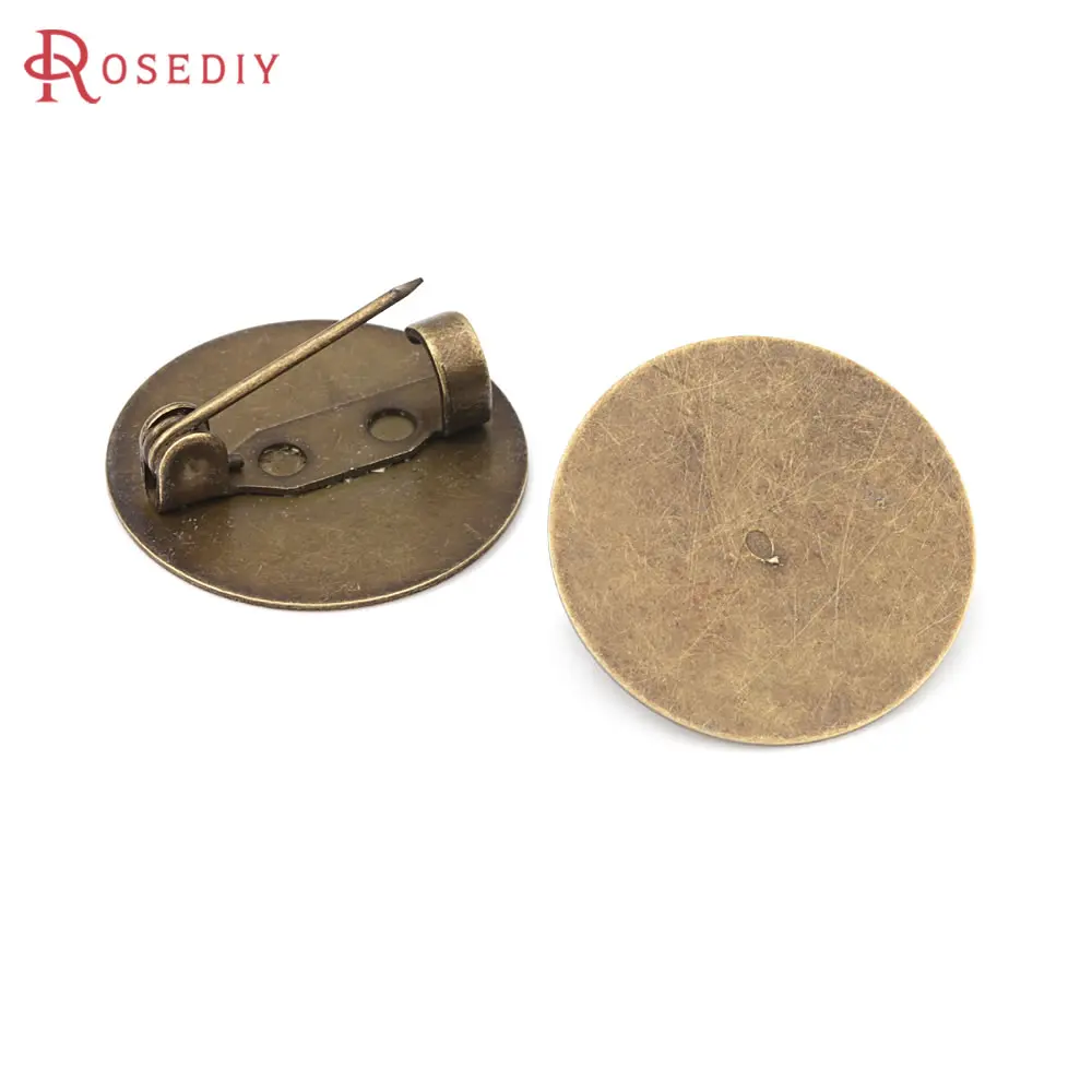 10PCS 16MM 18MM 20MM 25MM 30MM Antique Bronze Brass Round Flat Brooch Base Brooch Pins Diy Jewelry Findings Accessories