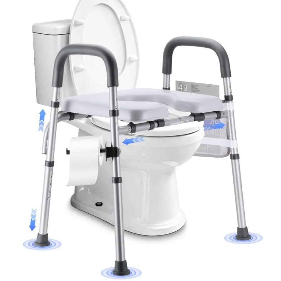 

Raised Toilet Seat with Handles Toilet Seat Riser for Seniors with Adjustable Height and Width Cozy Padded 500lb Handicap Toile