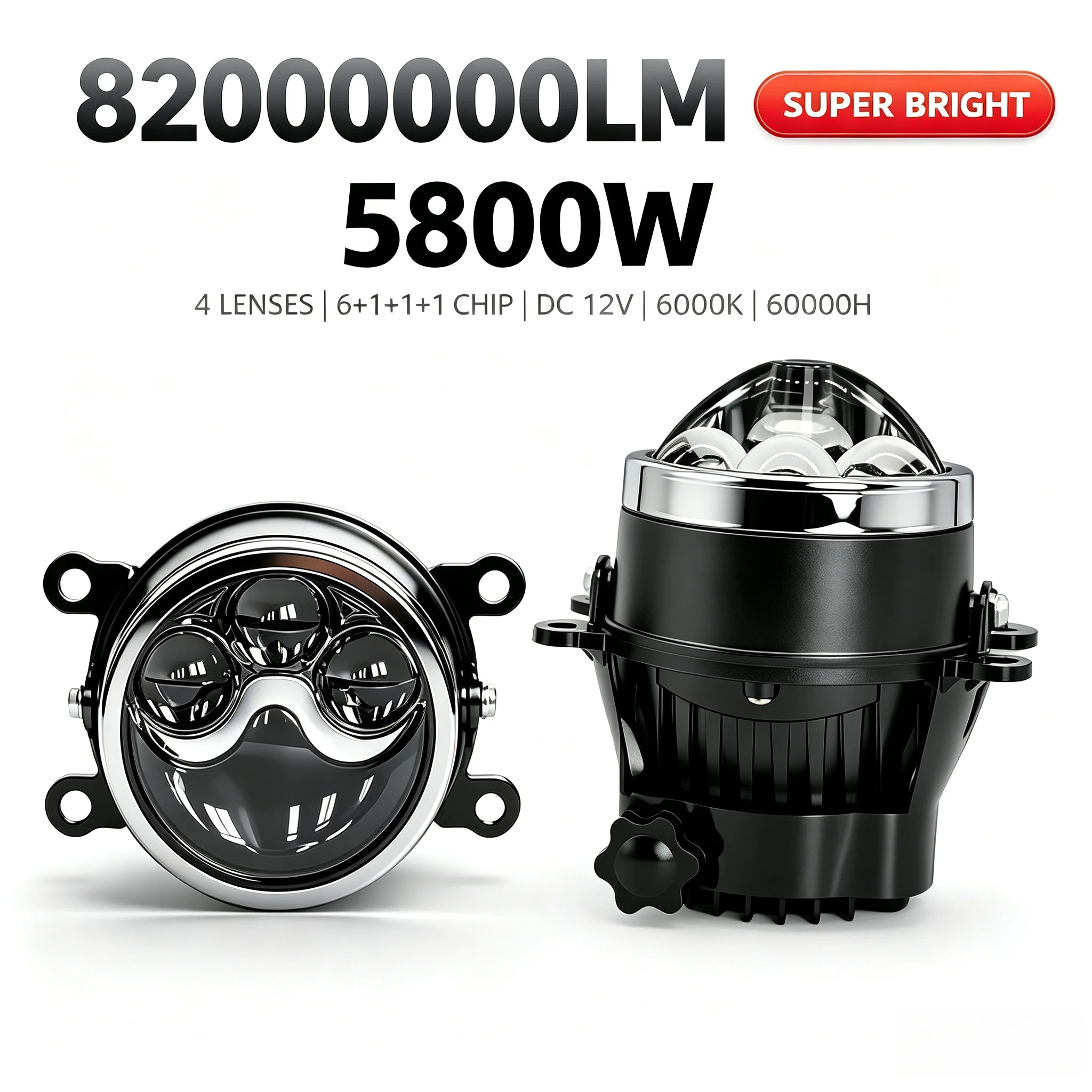 NXY 3 Inch Triple Direct Laser Bi LED Fog Light Projector Lens Universal Bracket Waterproof Hi Lo Beam Car Retrofit Headlamp