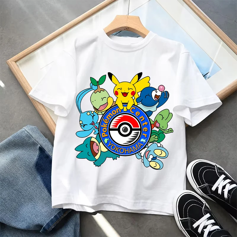 Pikuchu Pokemon T-shirt per bambini Anime Cartoon Camicia a maniche corte Ragazzi Ragazze Estate Moda Kawaii Abbigliamento Abbigliamento per bambini