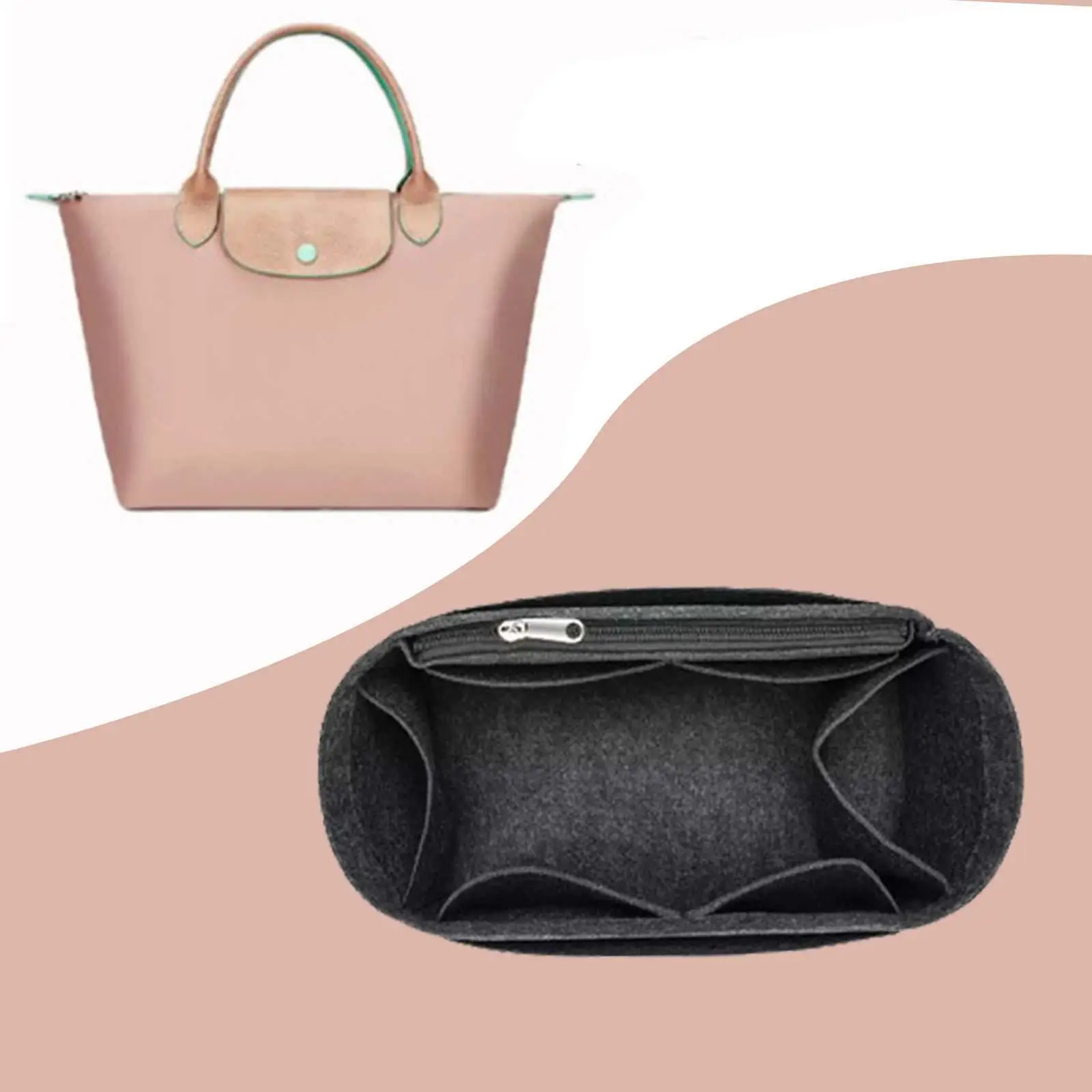 Purse Organizer Insert Storage Cosmetic Bag Container Organizer Bag Liner for Crossbody Bags Backpack Tote Duffel Bucket Bag