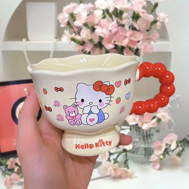 كوب سيراميك لطيف على شكل قطة مع مقبض هدية عيد الحب للفتيات والنساء كوب شاي كاواي ياباني وردي للاستخدام المنزلي والمكتب