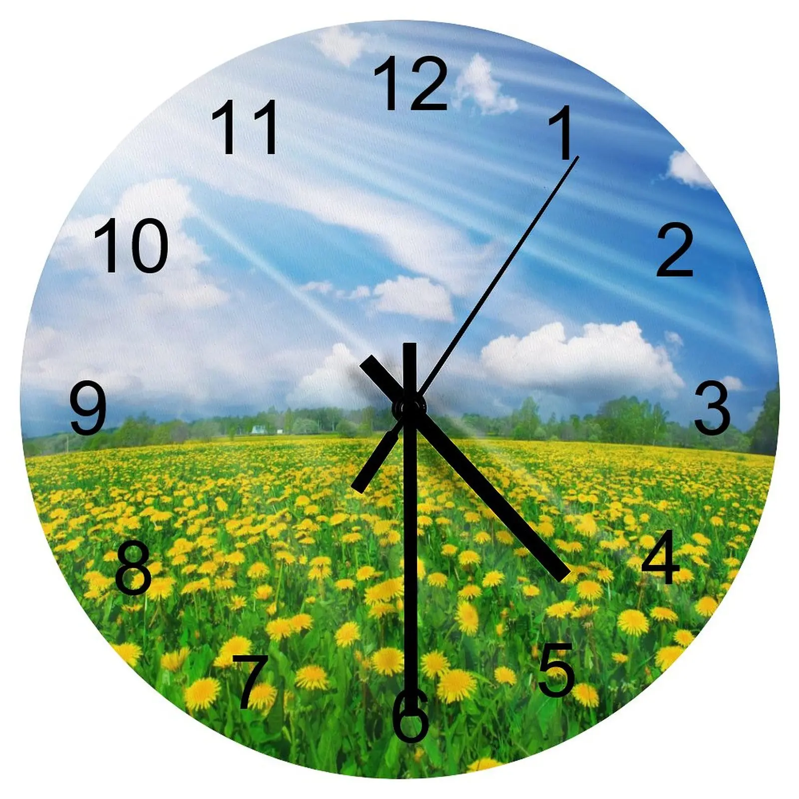 

Living Room Wall Clock Rundown Flowers Nature Clocks 12 inch Mute Wood Round Artistic DIY Theme Sporty