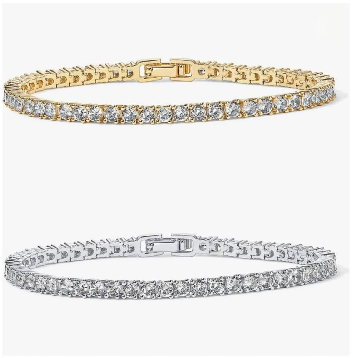

Теннисный браслет из серебра 925 пробы с муассанитом, позолоченный 3 мм, модные ювелирные изделия оптом и золотые браслеты на заказ для женщин 16 дюймов