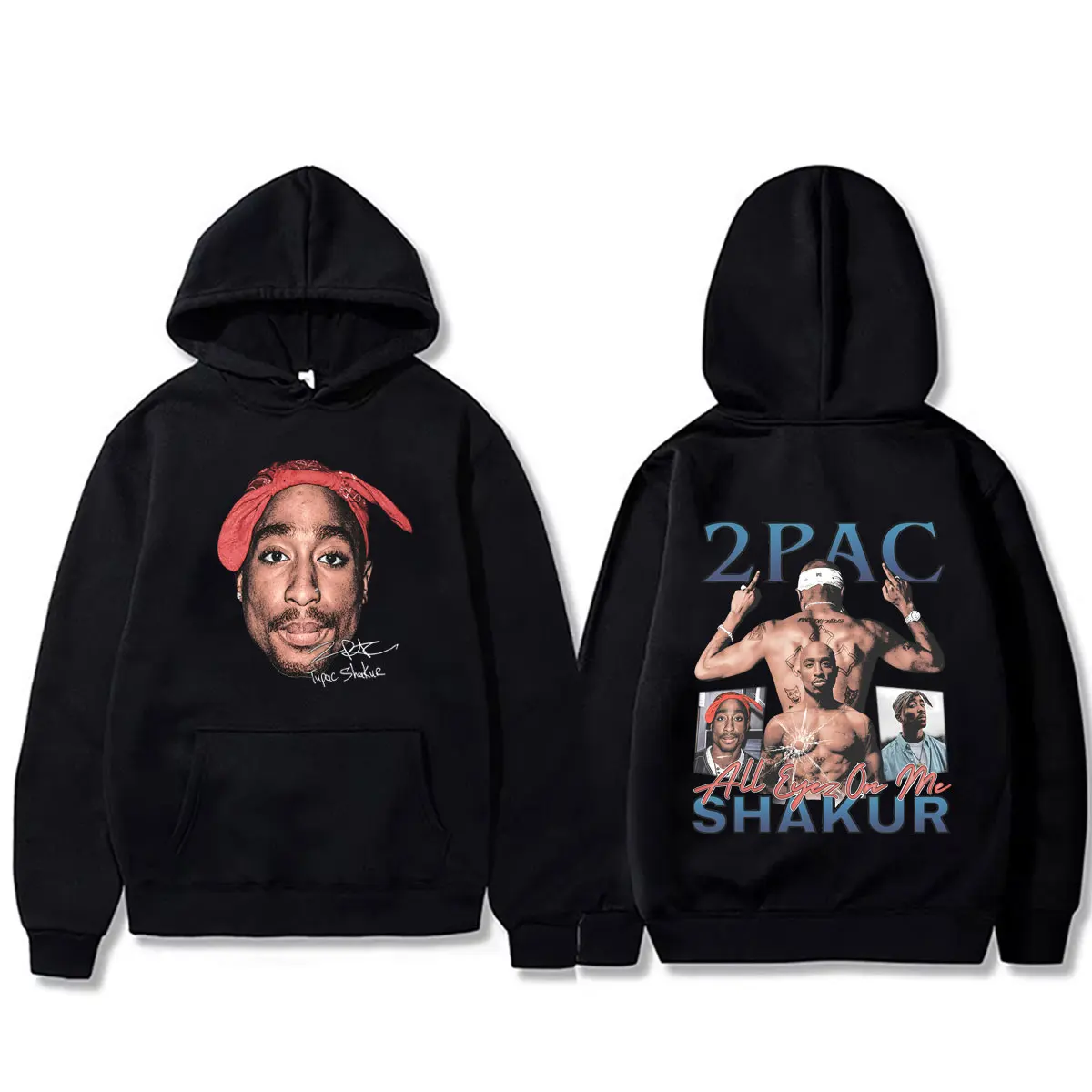 Rapper Tupac 2pac All Eyez on Me Graphic Hoodie Men Women Hip Hop Fashion Vintage Hooded Tracksuit Male Casual Oversized Hoodies