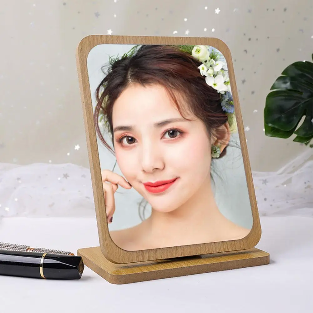 

Portable Bamboo Vanity Makeup Mirror Lightweight Foldable Wooden Desk Table for Students Makeup Artists and Travel X3O7