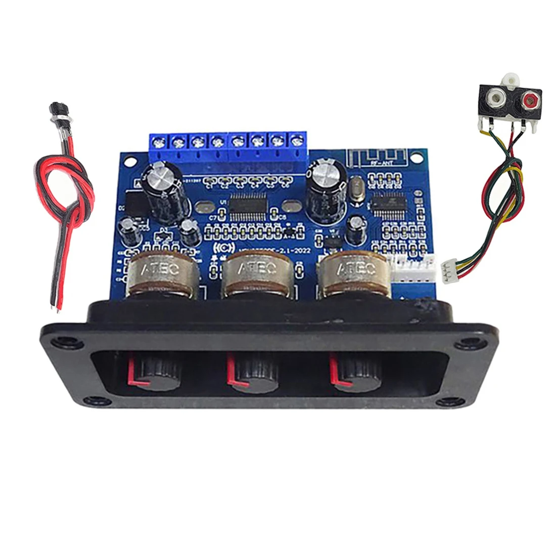 AB25 2.1 Channel Bluetooth 5.0 Audio Amplifier Board 2X25W+50W Subwoofer Class D Amplifier Board Kit with DC Female+AUX Cable