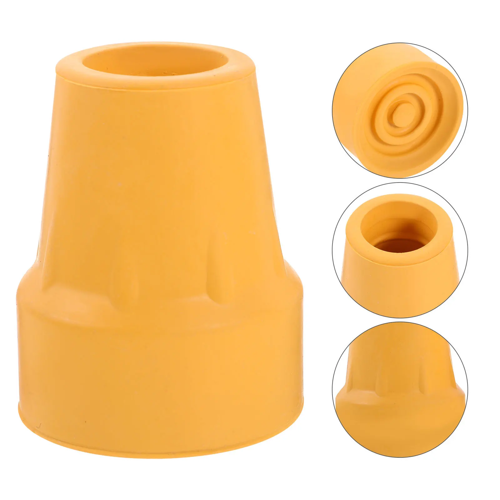 

4 Pcs Walking Stick Trekking Pole Tips Crutch Non-slip Feet Caps Replacement Cane Yellow Protector