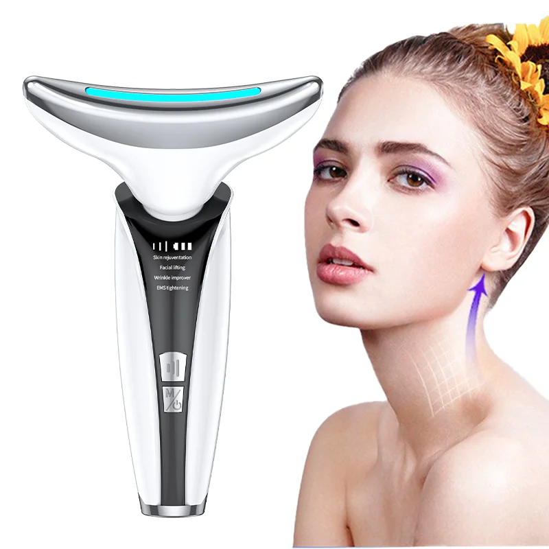

USB Handheld EMS Microcurrent Neck Beauty Device LED Photon Tightening and Tendering Thin Double Chin Facial Massager