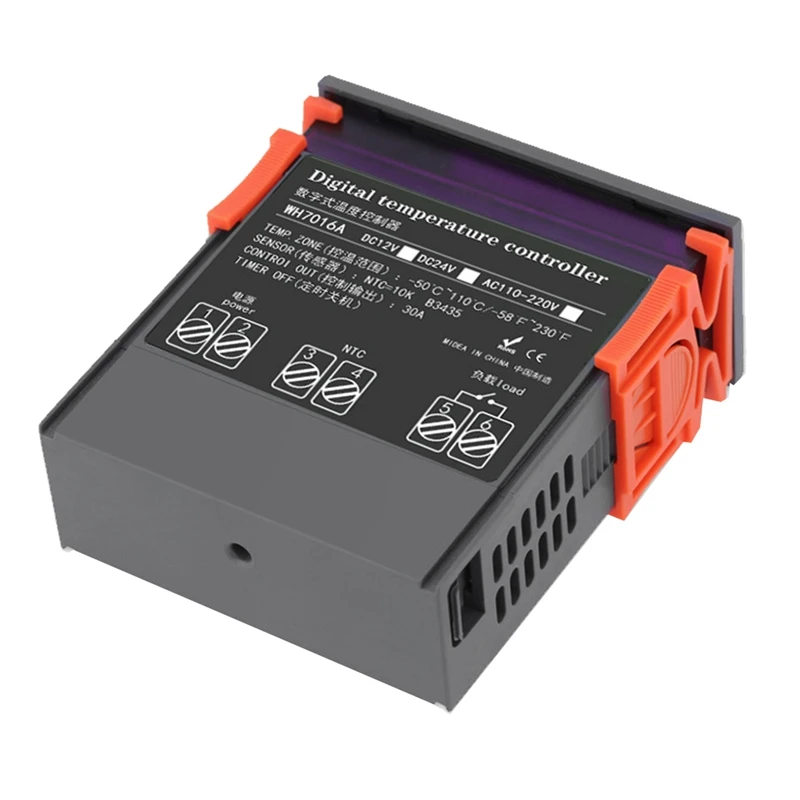 Controlador de temperatura digital 7016A 220V 30A com termostato de controle de temperatura de alta potência Sensor NTC de aquecimento e resfriamento