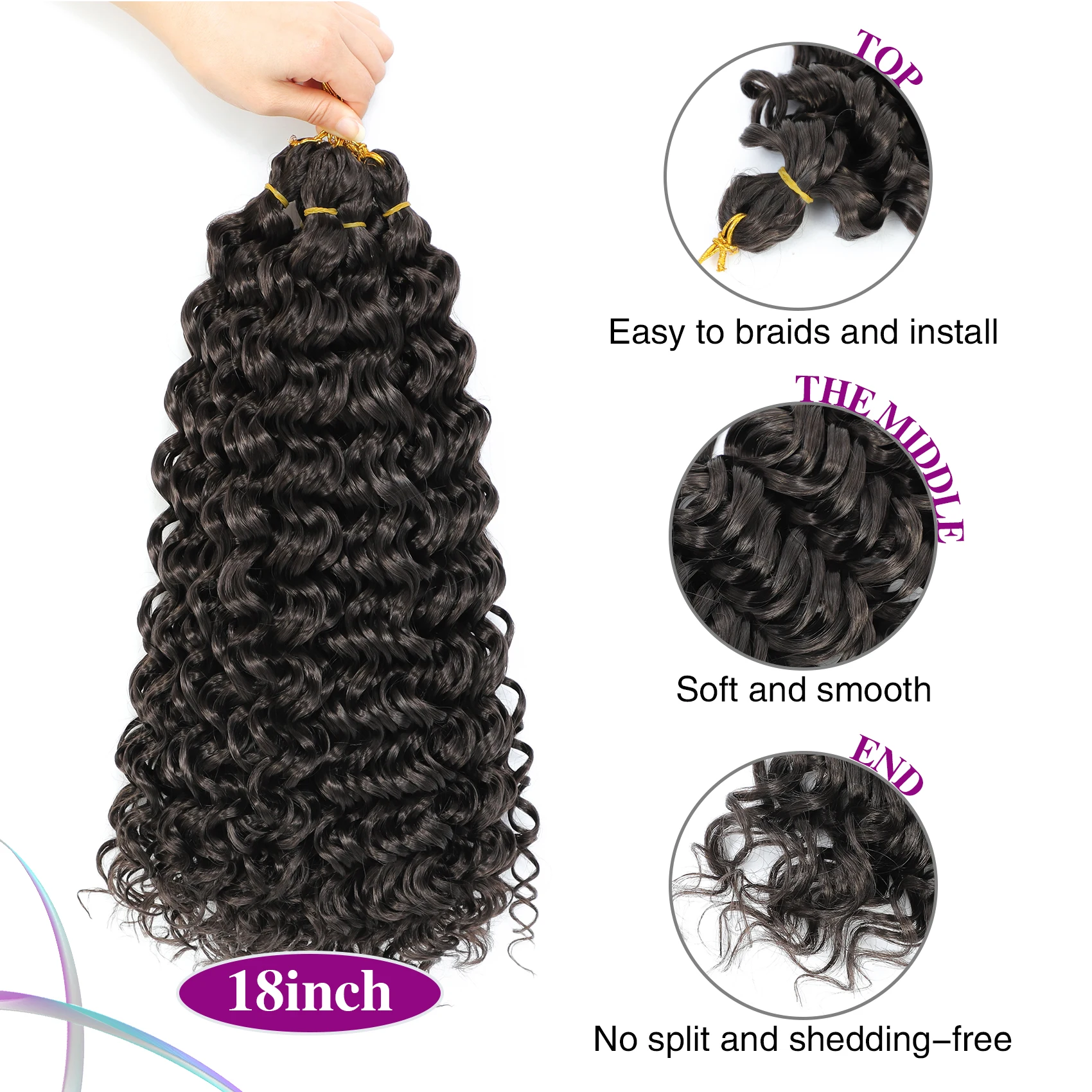 ضفائر كروشيه مجعدة 18 بوصة من GoGo، شعر كروشيه مموج عميق، شعر كروشيه صناعي مجعد