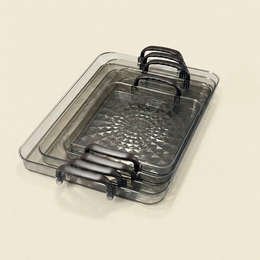 Doorzichtige plastic badkamerbak met handgrepen, aanrechtblad make-up organizer, cosmetica opbergbak, parfumbak, badkameraccessoires