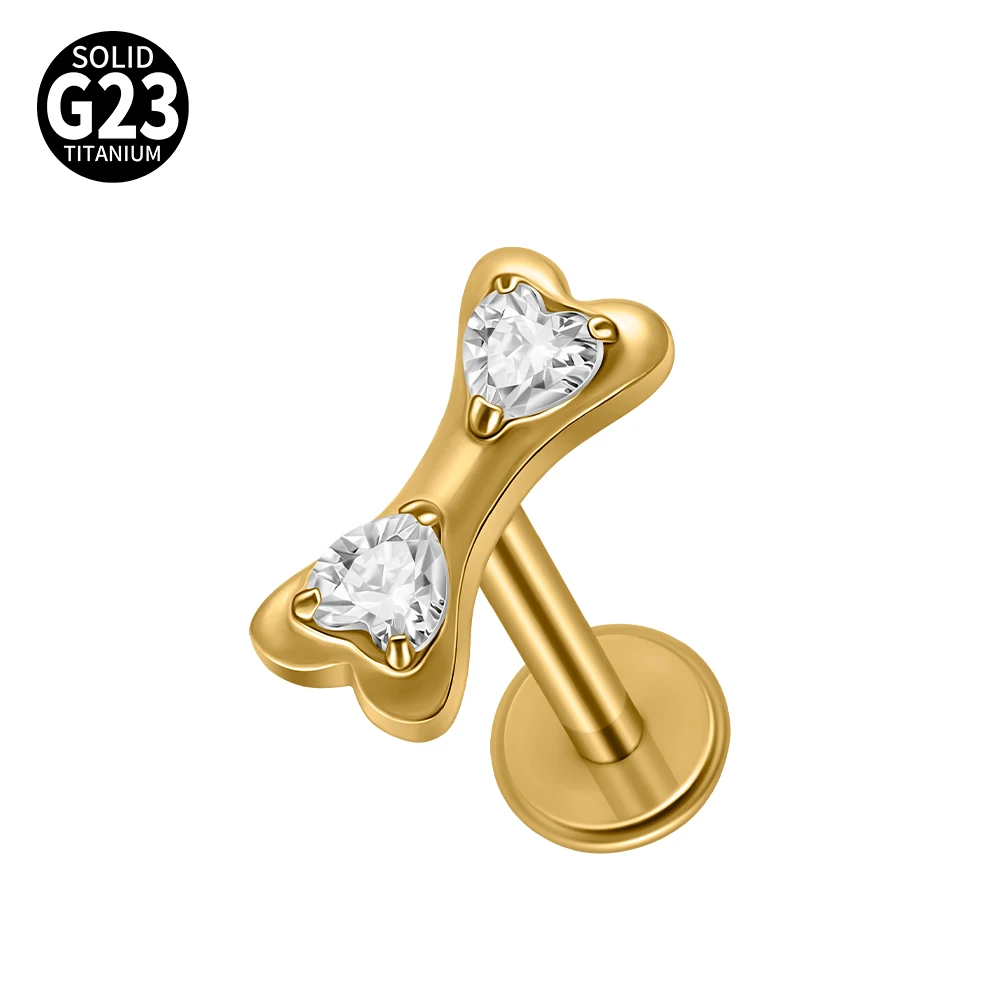 G23 Titanium Star Zircon Lip Studs