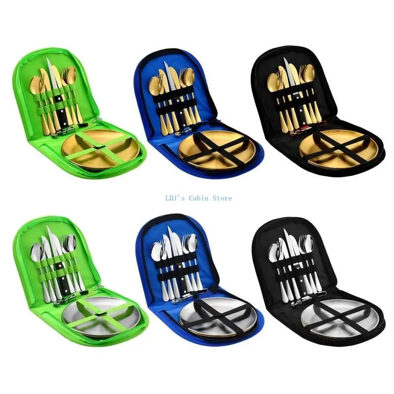 

XXFC Portable Silverware Camping Tableware with Storage Bag for Outdoor