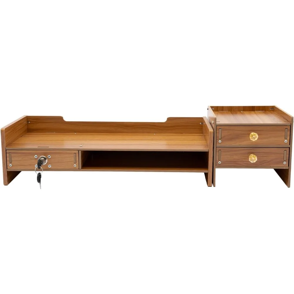 Modern Wooden Desk Organizer with Monitor Stand