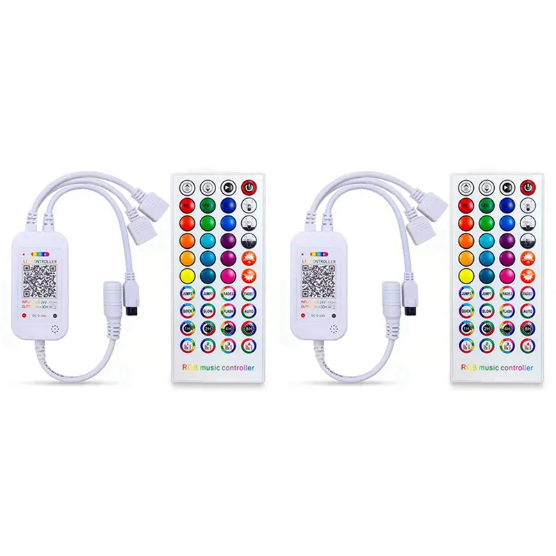 2X DC5-24V Bluetooth светодиодный контроллер + 40 клавиш дистанционного управления Управление через приложение и синхронизация музыки RGB IR RF для 5050 RGB LED Light-ABQU