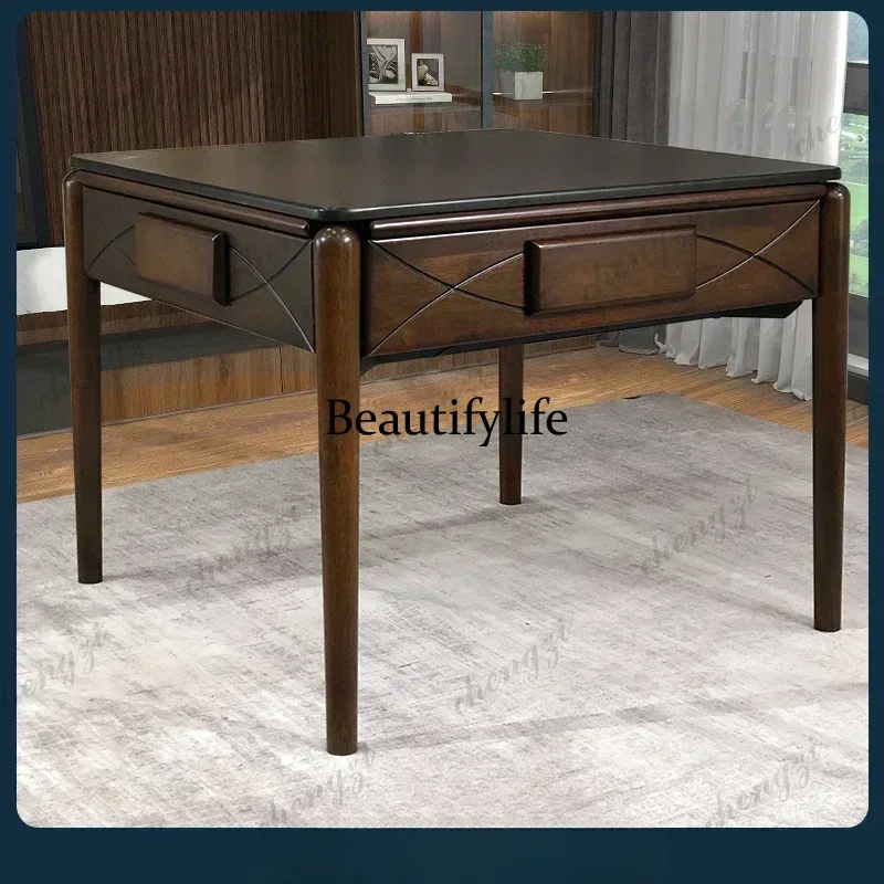 Wood Mahjong Machine Automatic Household Dining Table Dual-Use Tea Table Integrated Electric Mahjong Table Mute Machine Linen