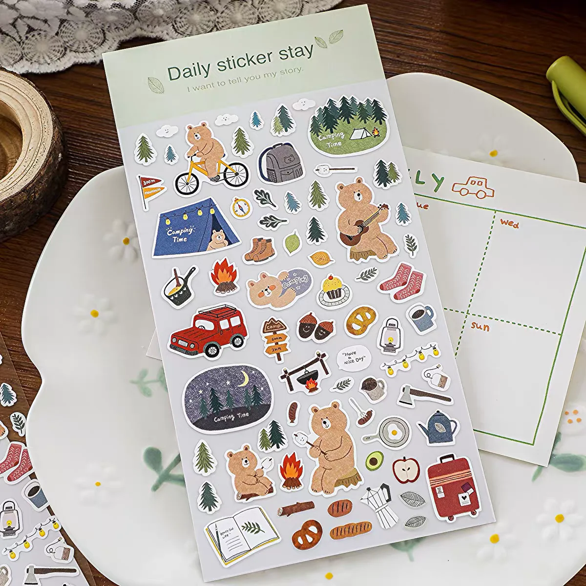 Korean Import BONITO Nature Camping Tent Forest Paper Stickers Scrapbooking Diy Journal Diary Cute Stationery Sticker Gift